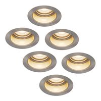 HOFTRONIC™ 6x Mari LED inbouwspot verzonken - 5 Watt - Warm wit 2700K - Verwisselbare GU10 - Dimbaar - voor binnen en buiten - RVS