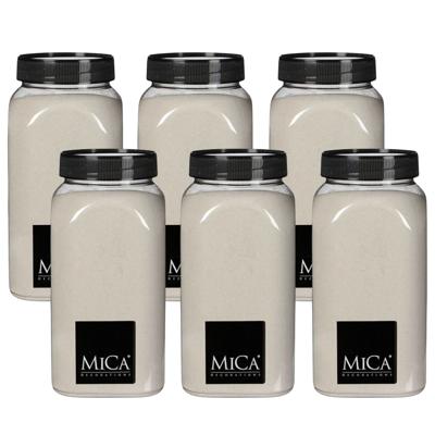 Mica Decorations decoratie zand - 6x - 1 kg - 650ml - creme wit - hobby zandkorrels