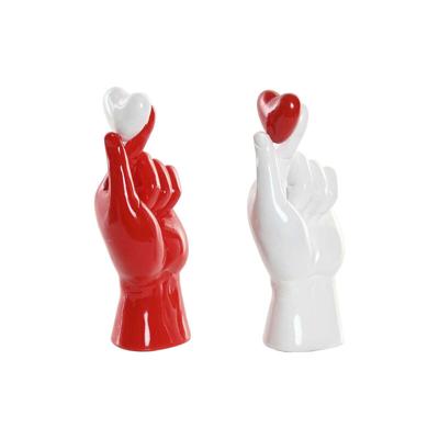 Decoratieve figuren Home ESPRIT Wit Rood Hand 12 x 8,5 x 26 cm (2 Stuks)