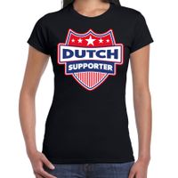 Nederland / Dutch schild supporter t-shirt zwart voor dames - thumbnail