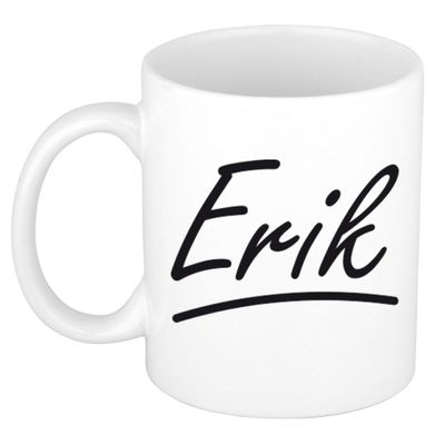 Naam cadeau mok / beker Erik met sierlijke letters 300 ml Naam cadeau mok / beker Erik met sierlijke letters 300 ml