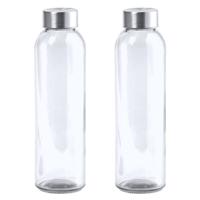 Waterfles/drinkfles AQUAMAN - 2x - glas - transparant - met RVS dop - 500 ml - Sportfles - Bidon