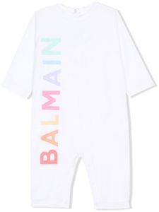 Balmain Kids barboteuse en coton à logo imprimé - Blanc