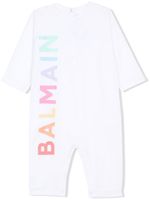 Balmain Kids barboteuse en coton à logo imprimé - Blanc - thumbnail