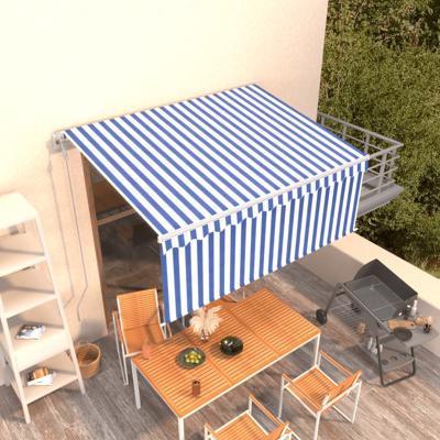 Luifel automatisch uittrekbaar met rolgordijn 3x2,5 m blauw wit