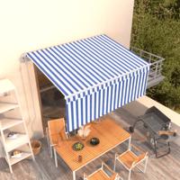 Luifel automatisch uittrekbaar met rolgordijn 3x2,5 m blauw wit