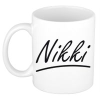 Nikki voornaam kado beker / mok sierlijke letters - gepersonaliseerde mok met naam   - - thumbnail