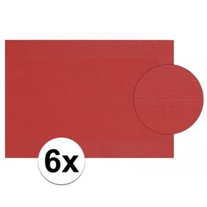 Placemats - 6x stuks - rood - gevlochten - 45 x 30 cm - onderleggers