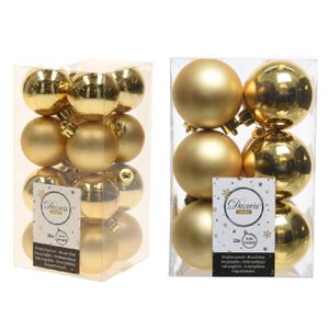 Kerstversiering kunststof kerstballen goud 4-6 cm pakket van 40x stuks