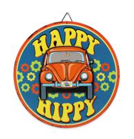 Volkswagen Beetle Happy Hippy Metalen Bord - Ø31cm