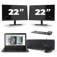 HP ZBook 15 G3 - Intel Xeon E3-1505M - 15 inch - 8GB RAM - 240GB SSD - Windows 11 Home + 2x 22 inch Monitor