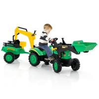 3-In-1 Graaflaadmachine voor Kinderen Bulldozer met 6 Wielen Buitenspeelgoed voor Kinderen Tractor voor 3-6 Jaar Oude Groen