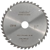 Metabo Cirkelzaagblad "Precision Cut" HW/CT Ø 216 mm, 40T WZ 5° - 628065000 - thumbnail