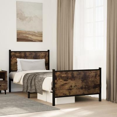 Bedframe zonder matras metaal gerookt eikenkleurig 90x200 cm