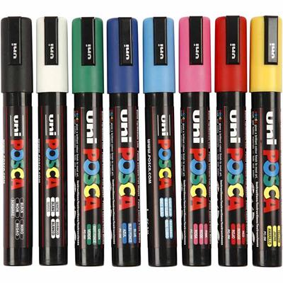 Uni-Posca Posca marker, afm pc-5m, lijndikte 2,5 mm, medium, diverse kleuren, 8 stuk/ 1 doos