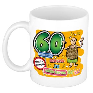 Cadeau mok 60 jaar - daar gaan je wilde haren - keramiek - 300 ml