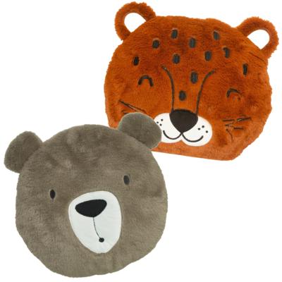 Dieren sierkussens kinderkamer - bruine beer en panter - 30 cm - polyester