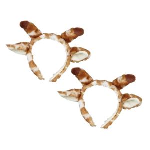 Pluche giraffe hoofdband - 2x - met oortjes - 15 cm