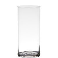 Transparante home-basics cylinder vorm vaas/vazen van glas 19 x 9 cm   -