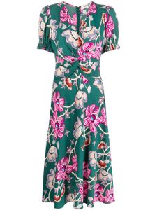 DVF Diane von Furstenberg robe froncée Anaba à fleurs - Vert