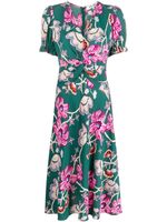 DVF Diane von Furstenberg robe froncée Anaba à fleurs - Vert - thumbnail