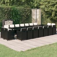 19-delige Tuinset met kussens poly rattan zwart 19-delige Tuinset met kussens poly rattan zwart