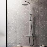 Regendouche set SaniClear Exclusive Pro | Opbouw | 20 cm | Thermostaatkraan | 2-weg | Rond | RVS look