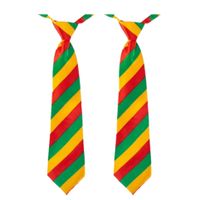 2x stuks carnaval stropdas rood/geel/groen gestreept 40 cm