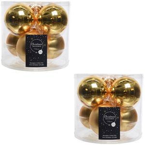 12x Gouden glazen kerstballen 8 cm glans en mat