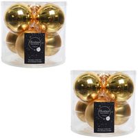 12x Gouden glazen kerstballen 8 cm glans en mat