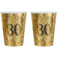 Verjaardag feest bekertjes leeftijd - 20x - 30 jaar - goud - karton - 270 ml