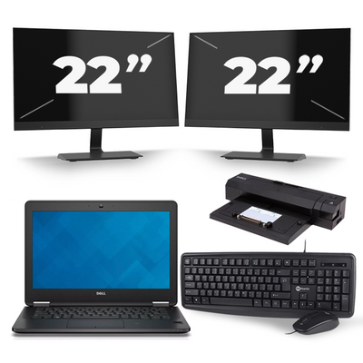 Dell Latitude E7240 - Intel Core i5-4e Generatie - 12 inch - 8GB RAM - 256GB SSD - Windows 11 + 2x 22 inch Monitor