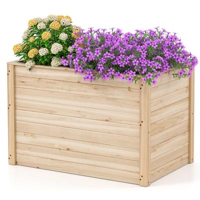 Verhoogd Verhoogd Bloembed Diepe Plantenbak met Open Bodem voor Balkon Tuin Rechthoekige Plantenbak Kruidenbak Massief Hout