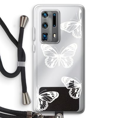 White butterfly: Huawei P40 Pro Plus Transparant Hoesje met koord