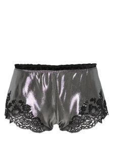 Carine Gilson short de pyjama bordé de dentelle - Argent