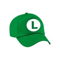 Verkleed pet / carnaval pet - loodgieter Luigi - groen - voor kinderen - Baseballcap