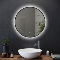 Ronde Badkamerspiegel Zayn met Led 60 cm zwarte omlijsting - Dimbaar - 3 LED standen - Anti Condens