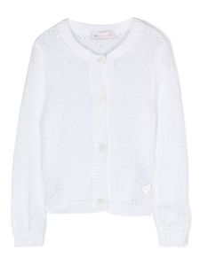 Monnalisa cardigan en maille pointelle - Blanc