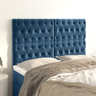 Hoofdborden 4 st 72x7x78/88 cm fluweel donkerblauw