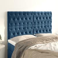 Hoofdborden 4 st 72x7x78/88 cm fluweel donkerblauw