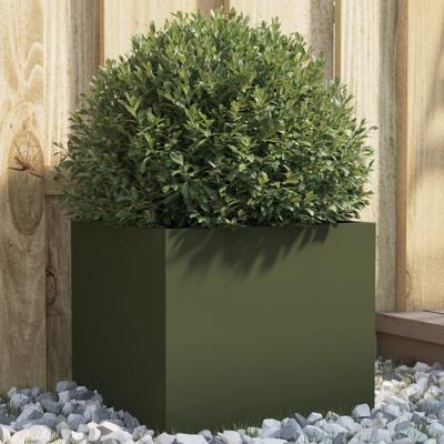 VidaXL Plantenbak 32x30x29 cm staal olijfgroen