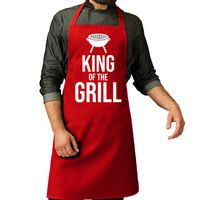 Vaderdag cadeau schort - king of the grill - rood - keukenschort - heren - verjaardag