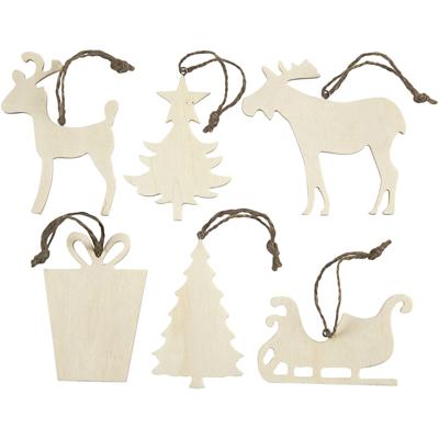 Creativ Company Ornamenten, afm 7-9 cm, dikte 4 mm, 6 stuk/ 1 doos