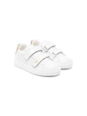 Versace Kids baskets en cuir à logo imprimé - Blanc