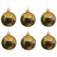 6x Glazen kerstballen glans goud 8 cm kerstboom versiering/decoratie - Kerstbal - thumbnail
