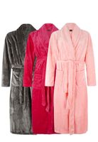 Fleece badjassen borduren sjaalkraag-roze-xl/xxl