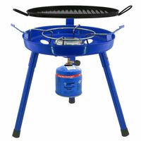 Camping gasgrill 3-in-1 - incl. grillplaat - blauw - metaal - B39 x H42 cm