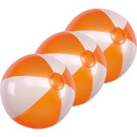 3x Waterspeelgoed oranje/witte strandbal 28 cm - Strandballen - thumbnail
