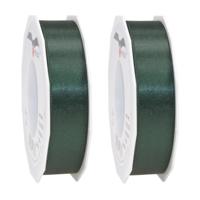 Cadeaulint/sierlint Satijn - 3x - 2.5 cm x 25 meter - Donker groen - cadeaus inpakken - decoratie