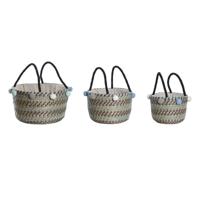 Mandenset DKD Home Decor Polyester Pompons 43 x 43 x 43 cm Zeegras